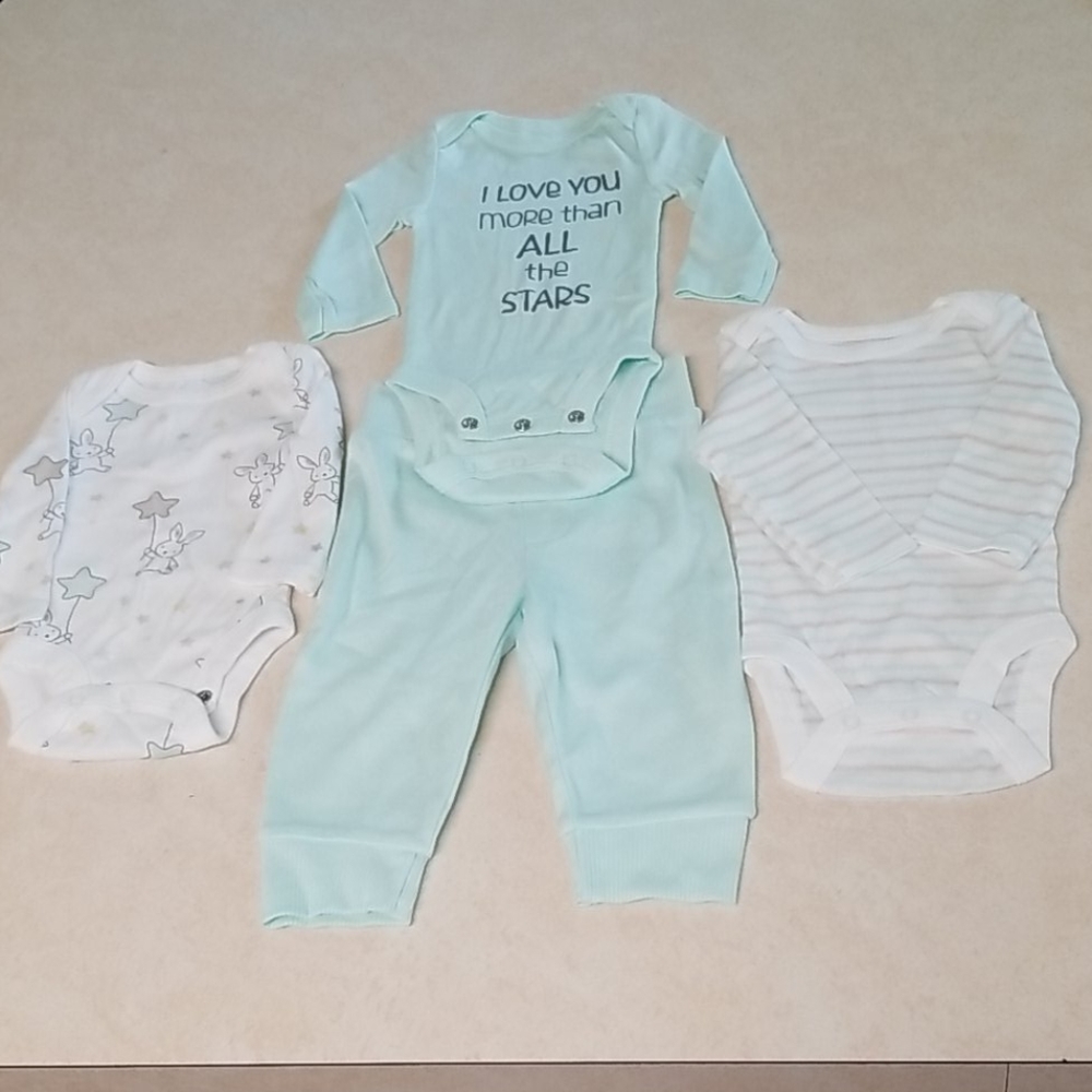 NWOT Koala Baby Mint Green & White Bodysuit & Pants Set Bundle - 0-3M / NB